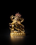 A gilt-bronze figure of Mahakala, Qing dynasty, 18th century | 清十八世紀 鎏金銅瑪哈嘎啦立像