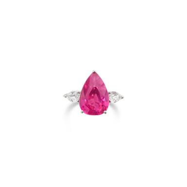 View full screen - View 1 of Lot 541. Pink sapphire and diamond ring.