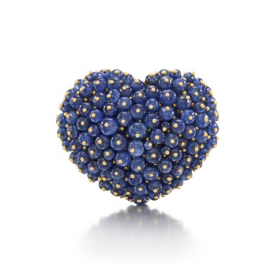 View full screen - View 1 of Lot 154. Sapphire Heart Brooch .
