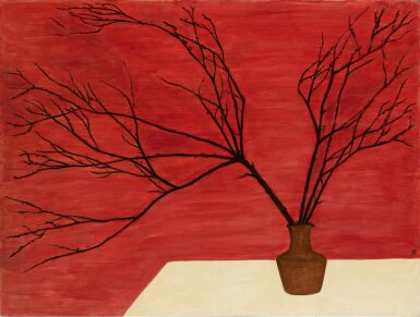 View full screen - View 1 of Lot 1018. Sanyu 常玉 | Branches 紅底瓶枝.