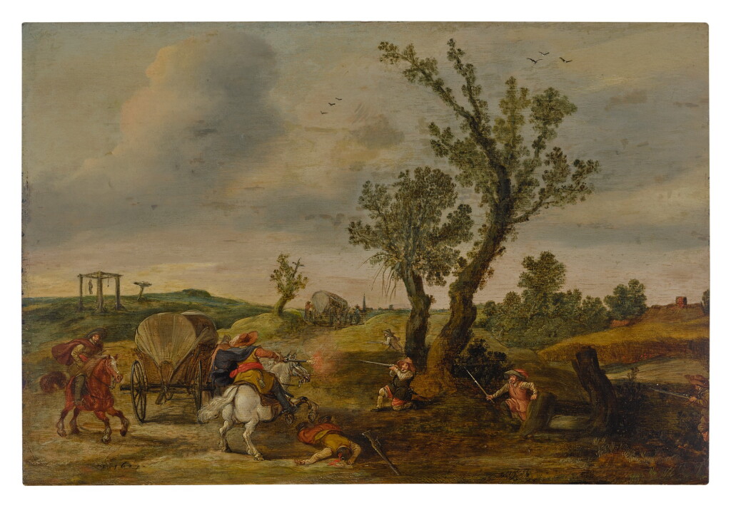 View full screen - View 1 of Lot 550. Soldiers ambushing a wagon.