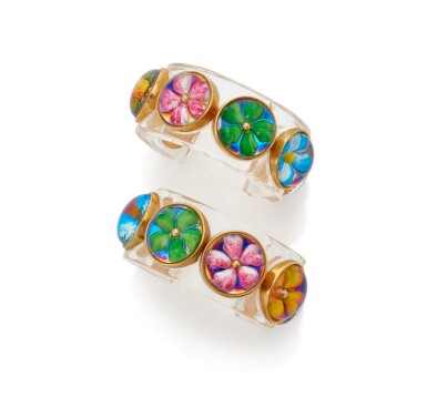 View full screen - View 1 of Lot 116. CHANEL | PAIR OF RESIN CUFFS .