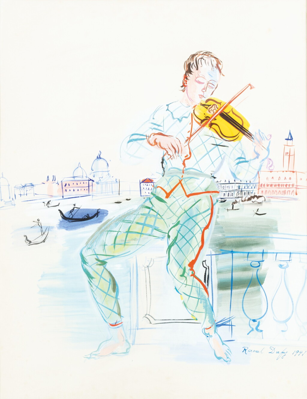 View full screen - View 1 of Lot 59. RAOUL DUFY | ARLEQUIN À VENISE, VIOLON JAUNE .