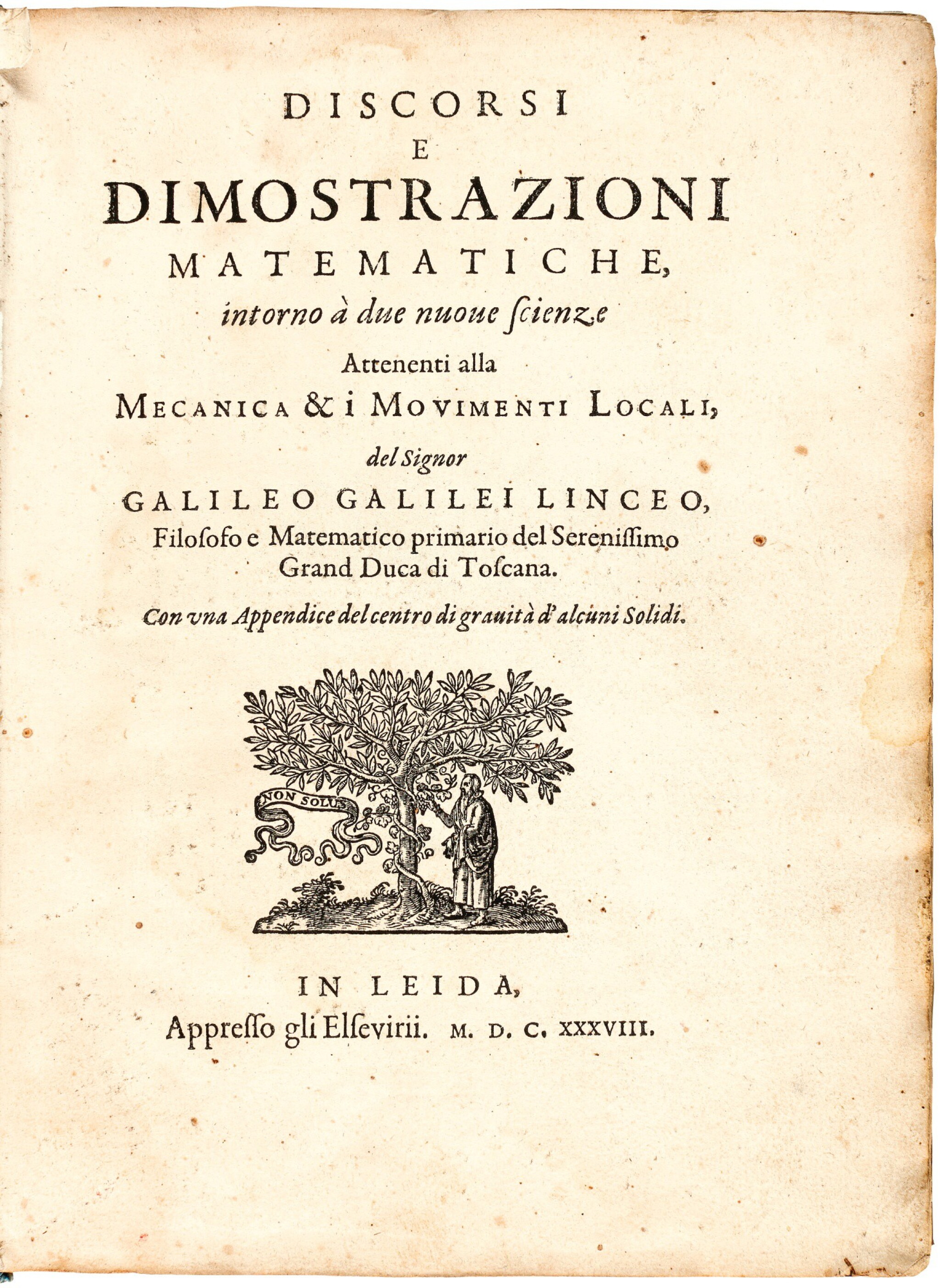 Galileo Discorsi E Dimostrazioni Matematiche Leiden 1638 Contemporary Vellum Cardinal Massimo S Copy The Cottesloe Military Library Books Manuscripts Sotheby S