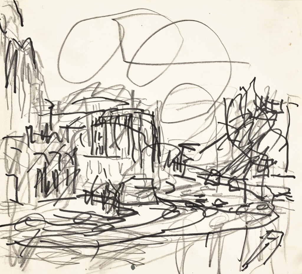 View full screen - View 1 of Lot 66. FRANK AUERBACH | STUDY LOOKING TOWARDS EVERSHOLT STREET.