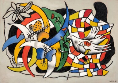 View full screen - View 1 of Lot 52. Un Oiseau et deux papillons (La Journée d'été).