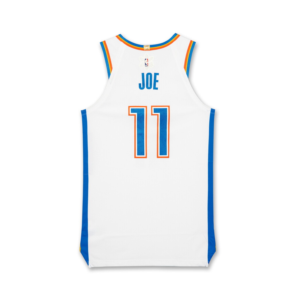 View full screen - View 1 of Lot 21. Isaiah Joe ‘Christmas Day’ Oklahoma City Thunder 2025-2026 Game Issued Association Edition Jersey | Probable Wear .