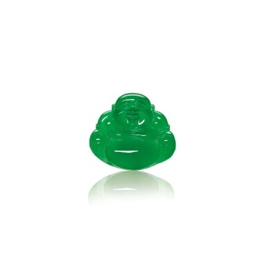 View full screen - View 1 of Lot 1798. A FINE AND RARE JADEITE BUDDHA 天然翡翠雕「彌勒佛」.