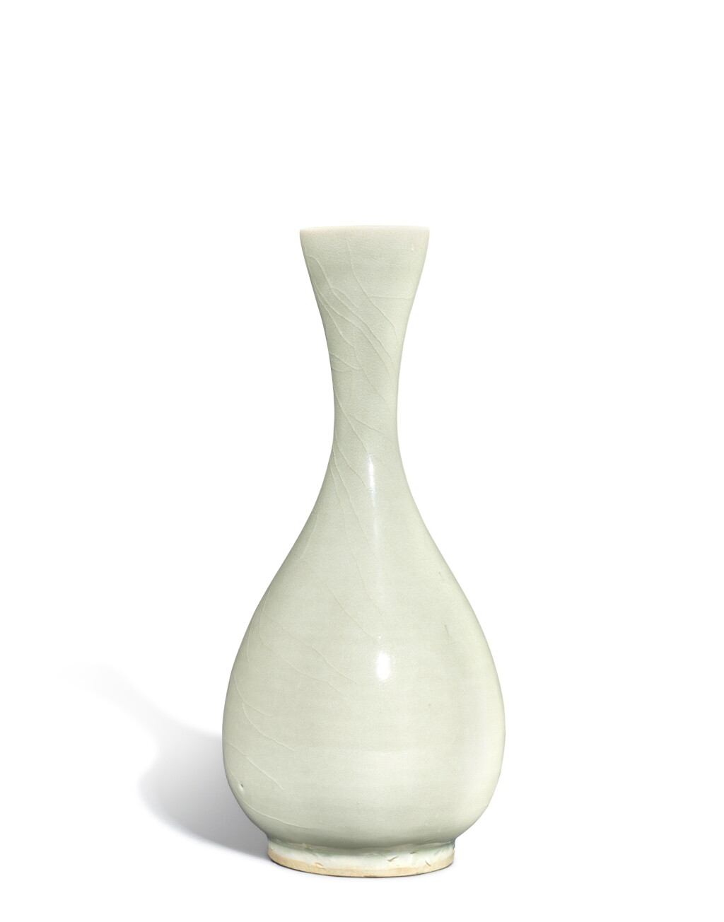 View full screen - View 1 of Lot 3857. A Yaozhou moon-white glazed vase, Song dynasty | 宋 耀州月白釉長頸瓶.
