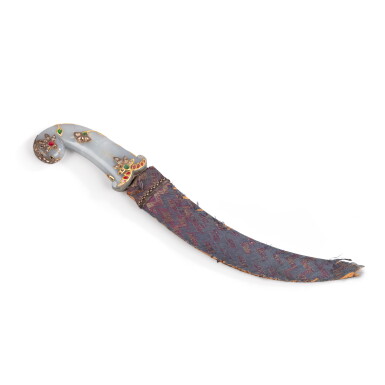 View full screen - View 1 of Lot 232. A Mughal jade-hilted dagger, India, 19th century | Dague moghole en jade, Inde, XIXe siècle.