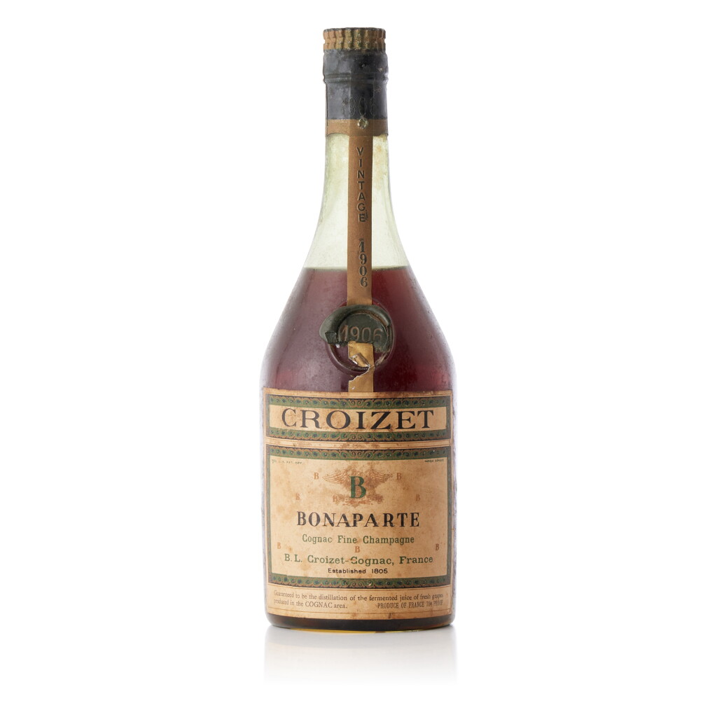 View full screen - View 1 of Lot 6728. Croizet Bonaparte Vintage Cognac 70 proof 1906 (1 BT70).