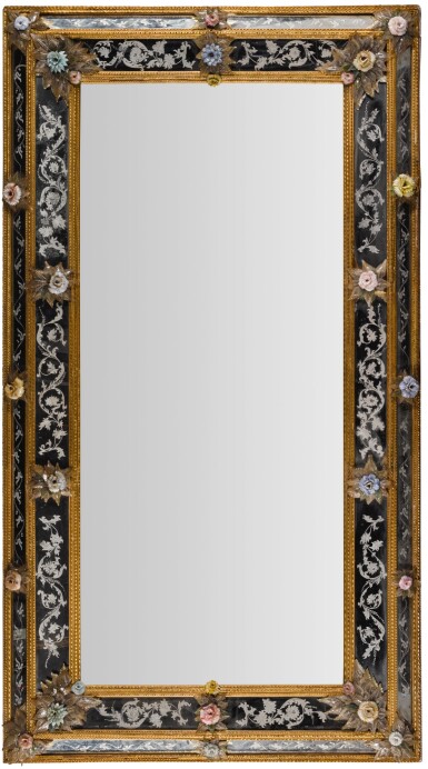 View full screen - View 1 of Lot 164. A MATCHED PAIR OF LARGE SCALE ITALIAN MIRRORS, VENICE SECOND HALF OF 19TH CENTURY .