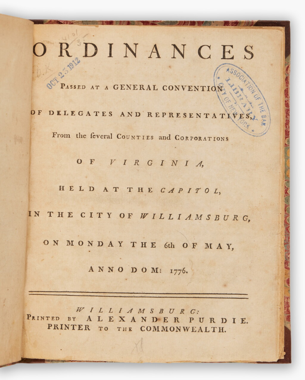 View full screen - View 1 of Lot 511. Virginia House of Delegates | The genesis of the Declaration of Independence and the Bill of Rights.