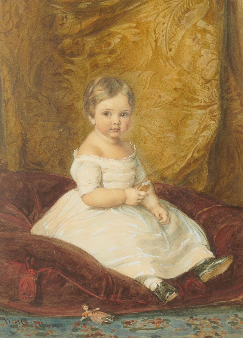 View full screen - View 1 of Lot 184. JOHANN FRIEDERICK DIETLER | PORTRAIT OF A CHILD, 1846.