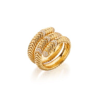 View full screen - View 1 of Lot 111. Gold and Diamond 'Spiga' Bracelet.