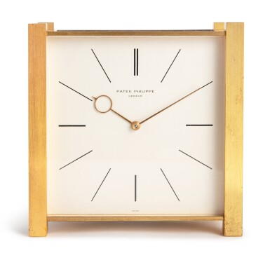 View full screen - View 1 of Lot 85. Reference 902.50 Pendule Carrée A gilt brass solar table clock, Circa 1962.