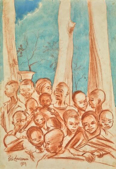 View full screen - View 1 of Lot 28. BEN ENWONWU | CROWD AT NSUGBE VILLAGE, ONITSHA PROVINCE.