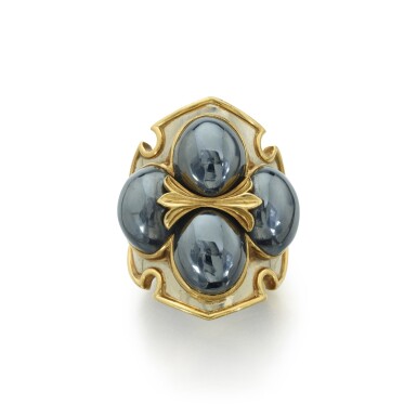 View full screen - View 1 of Lot 862. Gold, Silver and Hematite Ring.