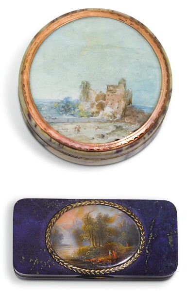 View full screen - View 1 of Lot 126. A SILVER-GILT MOUNTED LAPIS LAZULI SNUFF BOX, GIOVANNI ANDREA MASCELLI, ROME, EARLY 19TH CENTURY .