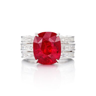 View full screen - View 1 of Lot 317. Ruby and Diamond Ring | 天然「坦桑尼亞」未經加熱紅寶石 配 鑽石 戒指(紅寶石重約10.01克拉).