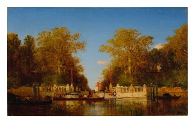 View full screen - View 1 of Lot 31. FÉLIX ZIEM | GONDOLES DEVANT LE JARDIN FRANÇAIS.