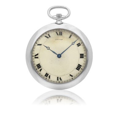 View full screen - View 1 of Lot 36. CARTIER | A PLATINUM OPEN FACED WATCH CIRCA 1930.