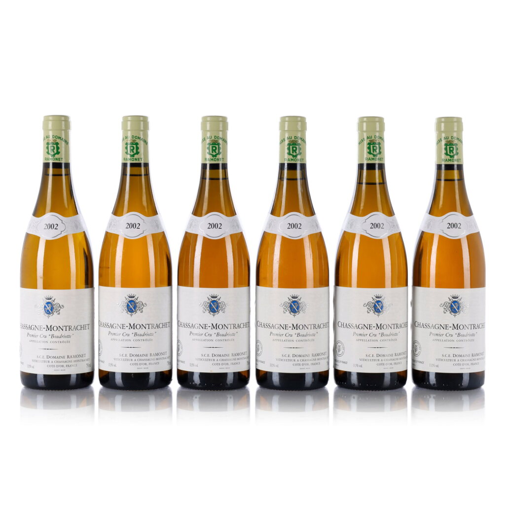 View full screen - View 1 of Lot 744. Chassagne Montrachet, Boudriotte 2002 Domaine Ramonet (12 BT).