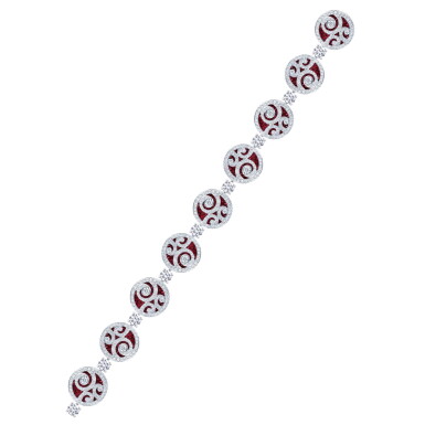 View full screen - View 1 of Lot 120. GRAFF | DIAMOND AND RUBY BRACELET.