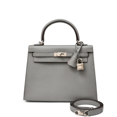 View full screen - View 1 of Lot 1153. Gris Asphalte and Rose Azalee Epsom HSS Sellier Kelly 25 Brushed Palladium Hardware, 2018.