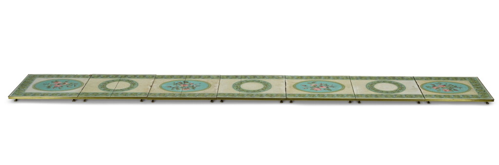 View full screen - View 1 of Lot 55. The Durham Surtout de Table: A George III gilt-brass mounted painted sandpaper surtout de table, late 18th/early 19th century.