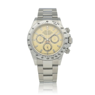 View full screen - View 1 of Lot 413. 'Citrus' Daytona, Ref. 116520 Stainless steel chronograph wristwatch with bracelet Circa 2002.