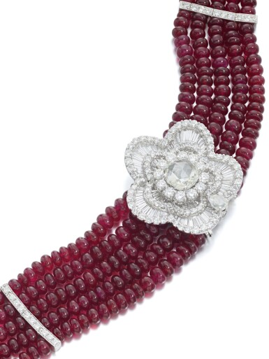 View full screen - View 1 of Lot 914. Ruby and Diamond Choker.