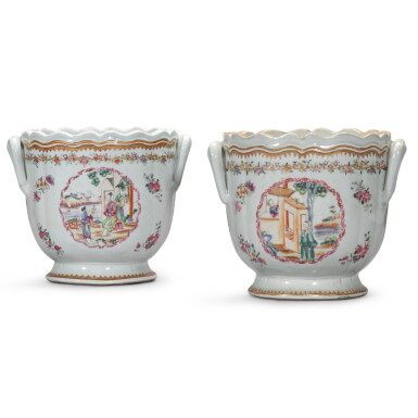 View full screen - View 1 of Lot 101. A pair of famille-rose wine coolers Qing dynasty, 18th century.