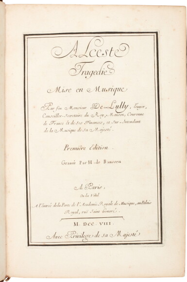 View full screen - View 1 of Lot 32. J.-B. Lully. First edition of "Alceste" and second edition of "Phaëton", 1708-1709.