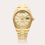Reference 18038 Day-Date | A yellow gold automatic wristwatch with day, date, and bracelet, Circa 1978