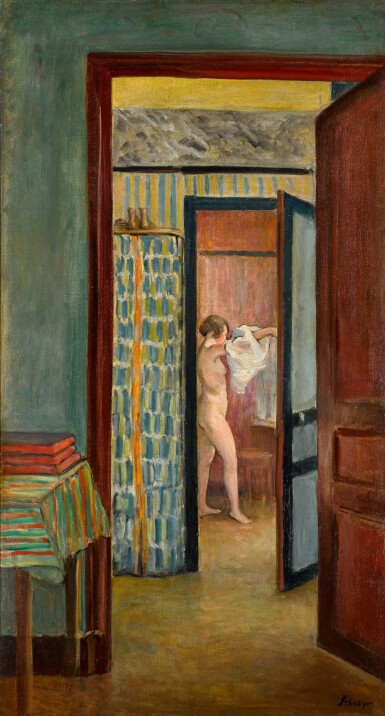 View full screen - View 1 of Lot 68. Nu mettant sa chemise dans un intérieur.