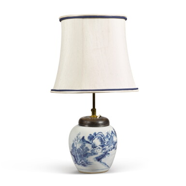 View full screen - View 1 of Lot 259. A small blue and white 'landscape' jar, 20th century.