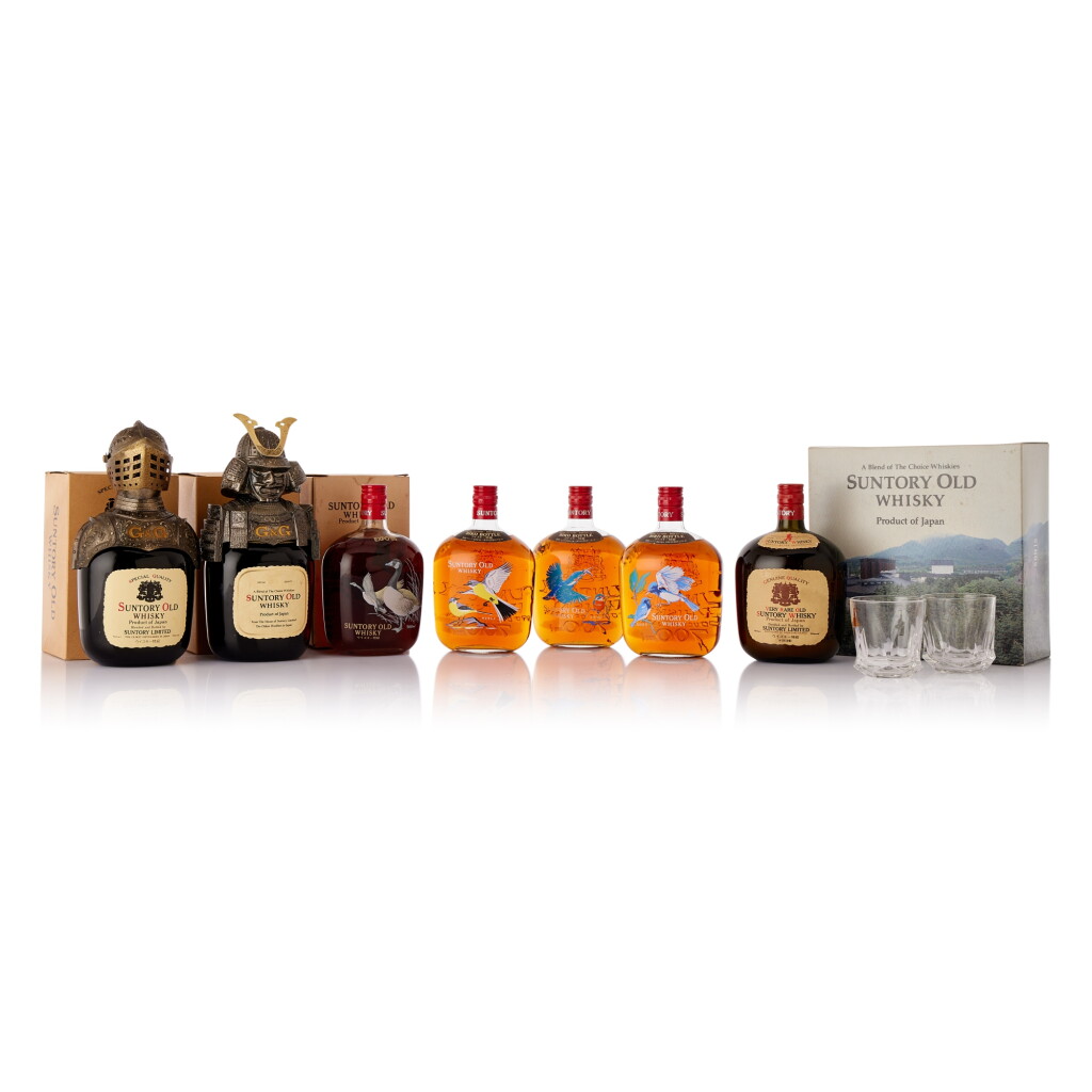 View full screen - View 1 of Lot 496. Suntory Old Whisky Mixed Lot (4 BT70, 1 BT75, 2 BT76).