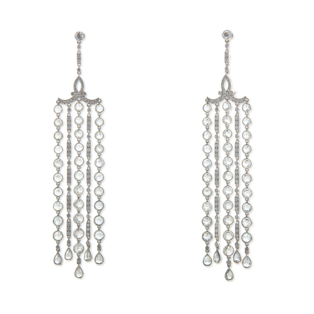 View full screen - View 1 of Lot 133. Tiffany & Co. | Pair of Diamond Earrings.