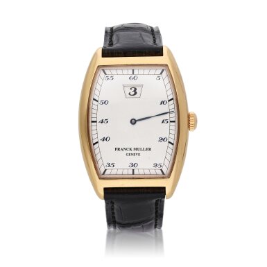 View full screen - View 1 of Lot 132. Reference 2852 HS | An automatic pink gold jump hour wristwatch, Circa 2001.