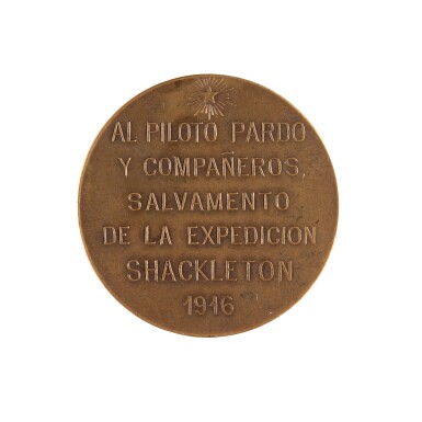 View full screen - View 1 of Lot 110. Imperial Trans-Antarctic Expedition | Shackleton's Chilean Historical and Geographical Society medallion, 1916.