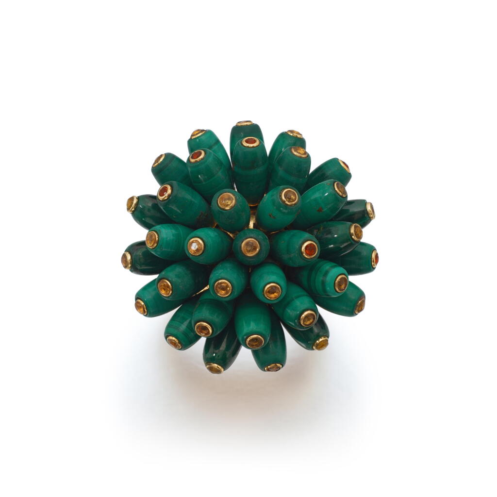 View full screen - View 1 of Lot 787. Malachite and coloured sapphire ring.