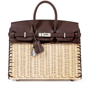View full screen - View 1 of Lot 648. Limited Edition Rouge Sellier Swift and Osier Wicker Picnic Birkin 25 Palladium Hardware, 2021.