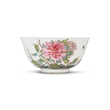 View full screen - View 1 of Lot 1074. A later-enameled famille-rose 'floral' bowl, Mark and period of Yongzheng | 清雍正 後加彩粉彩牡丹紋盌 《大清雍正年製》款.