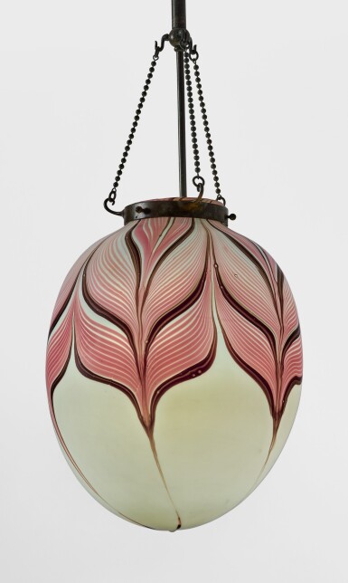 View full screen - View 1 of Lot 446. TIFFANY STUDIOS | A RARE DECORATED CEILING LIGHT.