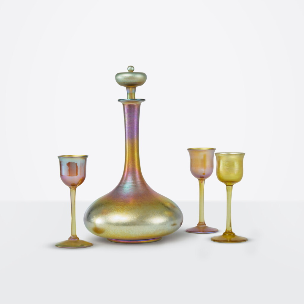 View full screen - View 1 of Lot 14. Stoppered Decanter and Three Goblets.