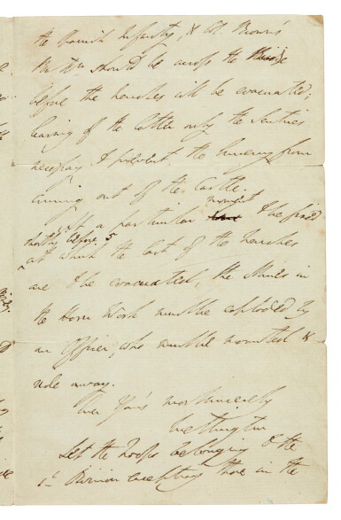 View full screen - View 1 of Lot 125. Wellington | Two autograph letters signed, to Sir Denis Pack and Lady Elizabeth Pack, 1812-23.