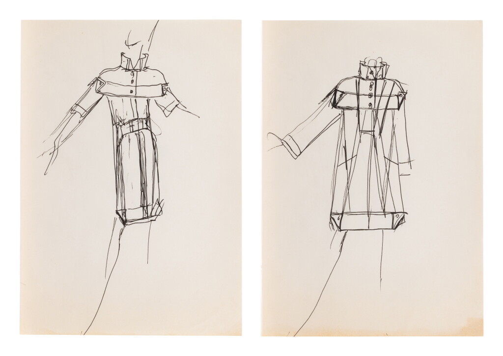 View full screen - View 1 of Lot 134. Two original sketches for fashion.