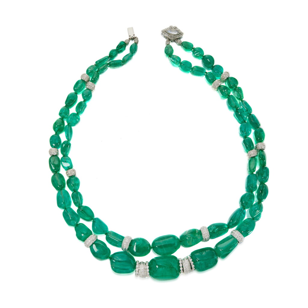 View full screen - View 1 of Lot 442. Emerald and Diamond Necklace.