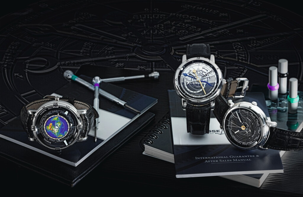 View full screen - View 1 of Lot 66. ULYSSE NARDIN | THE TRILOGY OF TIME A SET OF THREE LIMITED EDITION PLATINUM AUTOMATIC CELESTIAL WRISTWATCHES, CIRCA 2000 TELLERIUM JOHANNES KEPLER, ASTROLABIUM GALILEO GALILEI, AND PLANETARIUM-COPERNICUS.